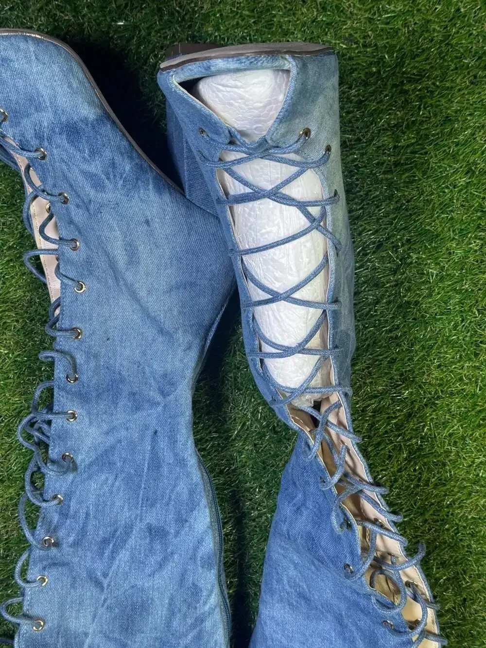 Fashion Nova Living Legacy Over The Knee Denim Boots - Picture 6 of 11